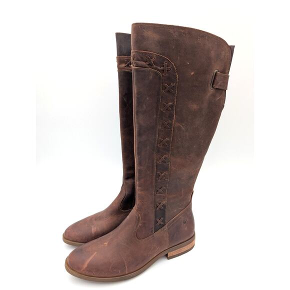 Born Albi Leather Knee-High Riding Boots Women's  Brown Leather Size US7 EU38 - Picture 1 of 16